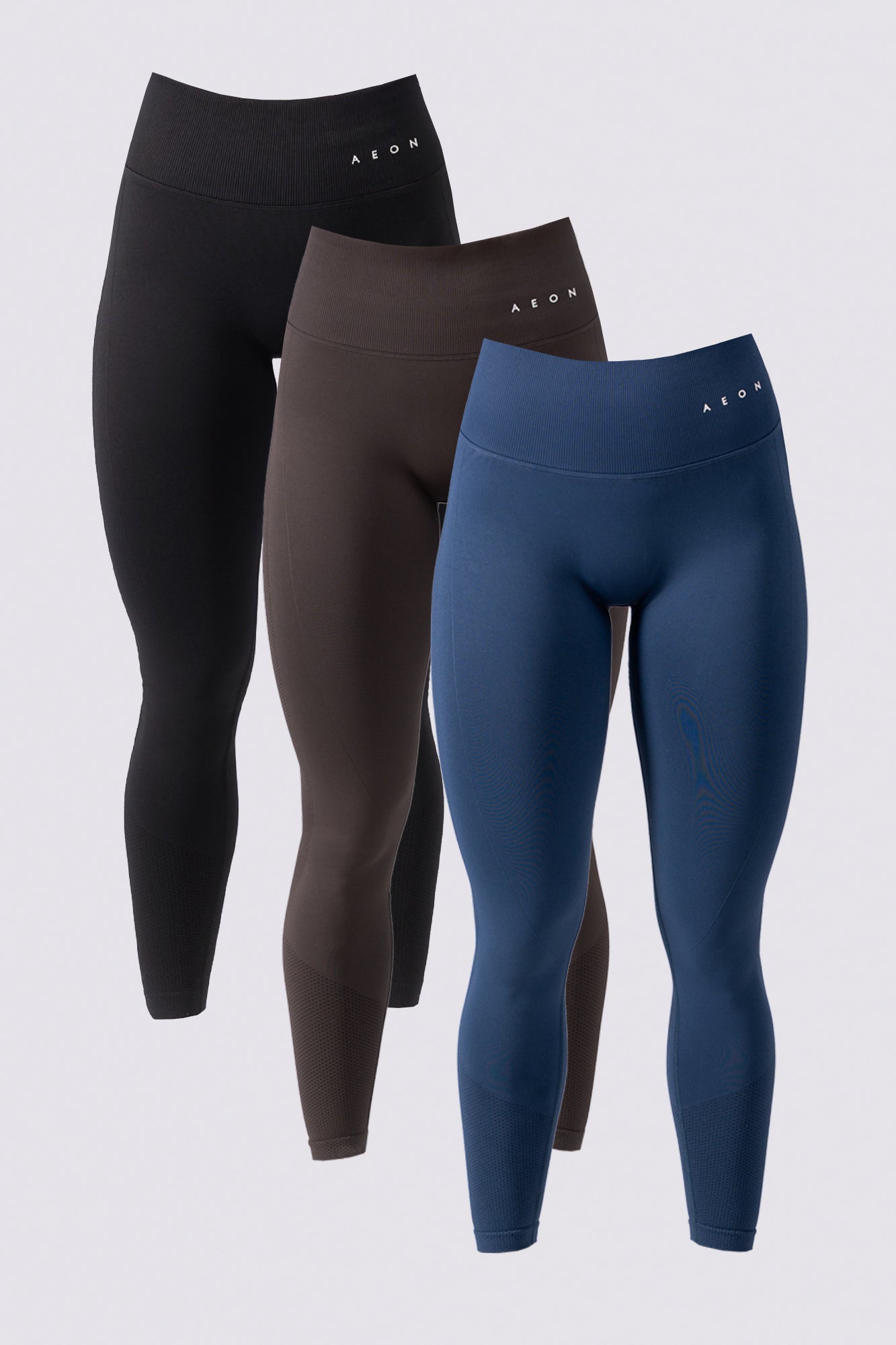 MOTION LEGGINGS BUNDEL - BLACK & DEEP TAUPE & NAVY BLUE