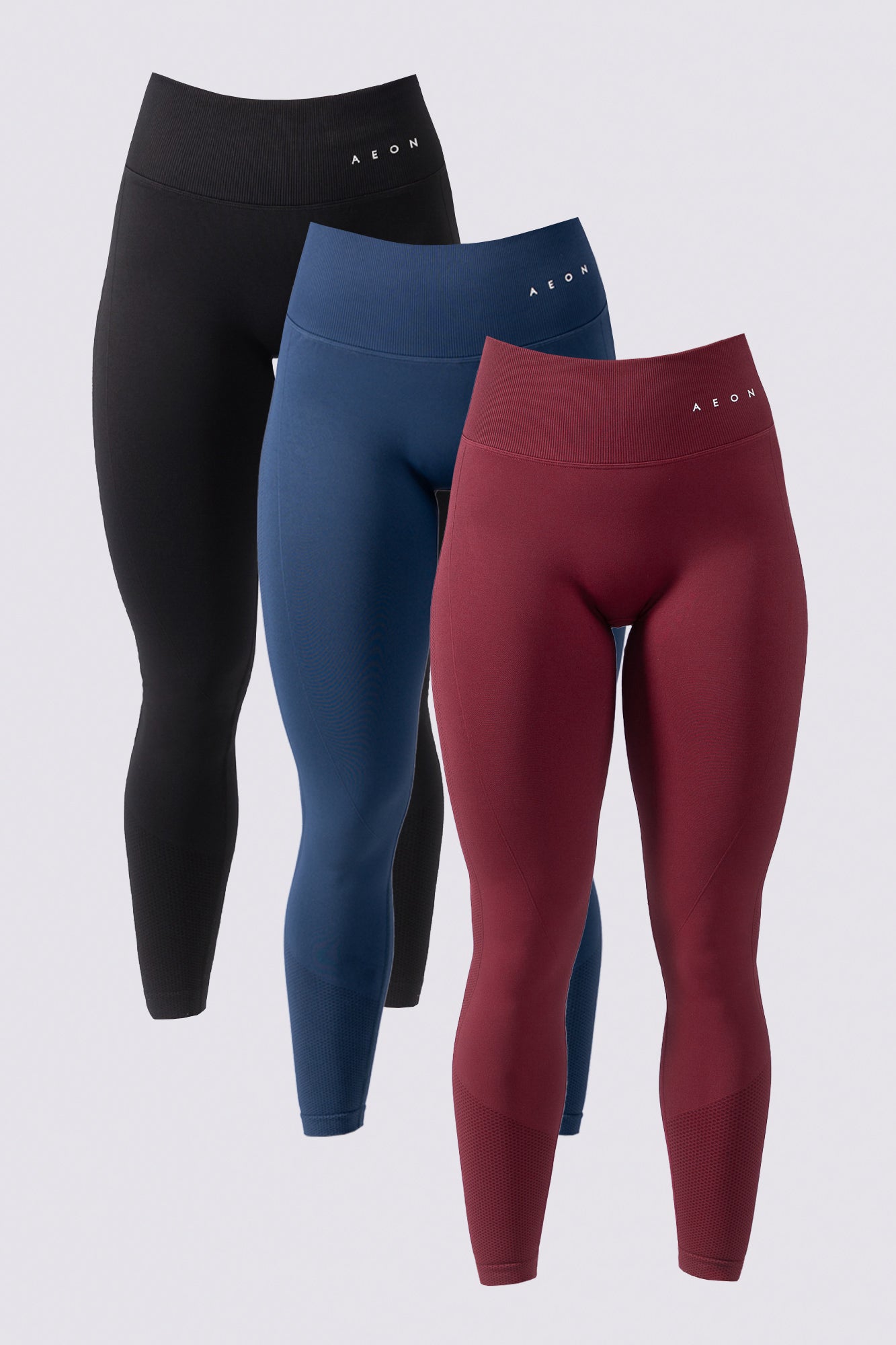 MOTION LEGGINGS BUNDEL - BLACK & NAVY BLUE & DARK CHERRY